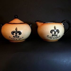 New Orleans Saints Sugar Bowl & Creamer Coffee Fleur-de-Lis Game Superbowl